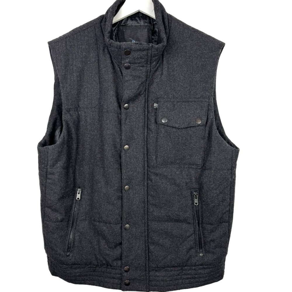 Marc Anthony Vest Mens XL Charcoal Gray Full Zip Snap Front Sleeveless Quilted